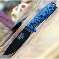 Couteau ESEE Esee-4 Black Manche Blue/Black G10 Acier Carbone 1095 Etui Plastic USA ES4PB008 - Livraison Gratuite