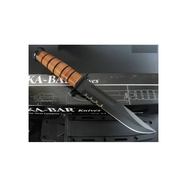 Couteau Tactical KABAR Serrated Ka-Bar U.S. Army Fighting Carbone 1095 Etui Kydex Made In USA KA5019 - Livraison Gratuite