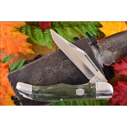 RR1994 Couteau Rough Rider Folding Hunter Green 440 Blade Green Micarta Handle - Livraison Gratuite