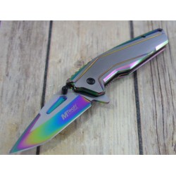 Couteau Tactical Urban Mtech A/O Spectrum Lame Acier 3Cr13 Manche Acier Linerlock Clip MTA1117RB - Livraison Gratuite