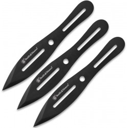 Lot de 3 Couteaux de Lancer Smith&Wesson Black Lame Acier 2Cr13 SWTK8BCP - Livraison Gratuite