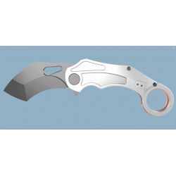 Couteau Revo K9 Karambit Lame Acier 9Cr13MoV Manche Acier Framelock Clip REV006GRY - Livraison Gratuite