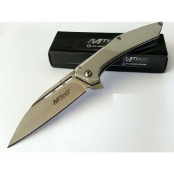 Couteau Mtech Mirror Lame Wharncliffe Acier 3Cr13 Manche Acier Framelock Clip MT1052MR - Livraison Gratuite