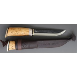 Couteau Kellam Arctic Hunter Lame Acier Carbone Manche Bois/Bois de Renne Etui Cuir Finland KLA8214 - Livraison Gratuite