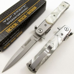 Stiletto Couteau Mafia Milano A/O Lame Acier 440 Manche Façon Perle Linerlock Clip TF438P - Livraison Gratuite