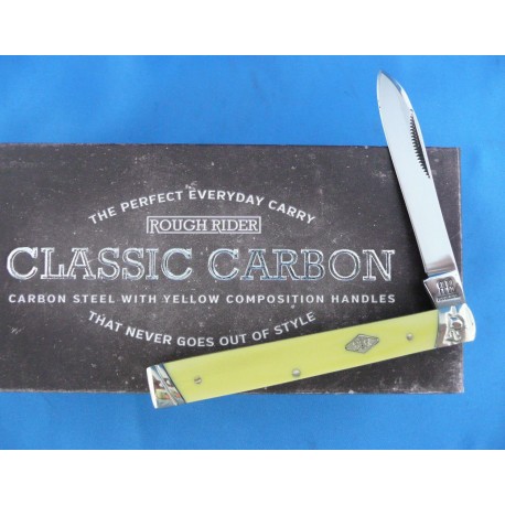 ﻿Couteau Rough Rider Classic Carbon Series Doctors Knife Lame Acier T10 Manche Yellow RR1732 - Livraison Gratuite