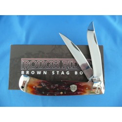 Couteau Rough Rider Jumbo Trapper Brown Lames Acier T10 Manche Os RR1801 - Livraison Gratuite