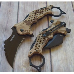 Lot de 2 Couteau Karambit A/O Lame Acier 3Cr13 Manche ABS Camo Linerlock Clip Tac-Force TF945DG - Livraison Gratuite