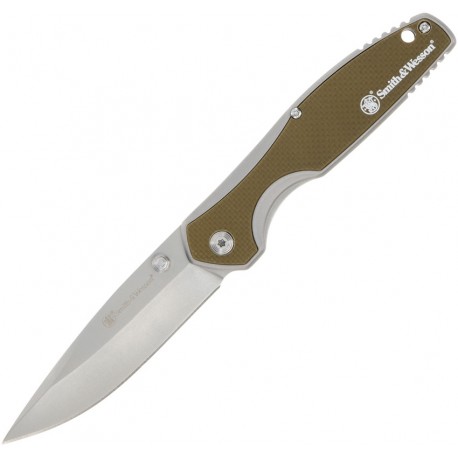 Couteau Smith&Wesson Cleft A/O Lame Acier 8Cr13MoV Manche Acier/G10 Linerlock Clip SW1122572 - Livraison Gratuite