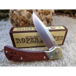 Couteau Roper Knives Buffalo Scout Lame Acier D2 Manche Bois Framelock Clip RP042 - Livraison Gratuite