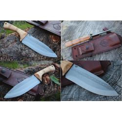 Couteau Bushcraft Condor Pictus Lame Acier Carbone 1095 Manche Bois Etui Cuir Made Salvador CTK394161HC - Livraison Gratuite