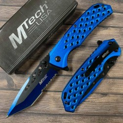 Lot de 3 Couteau Mtech Tactical Urban A/O Tanto Acier Carbone/Inox Manche Alu Blue MTA931BL - Livraison Gratuite