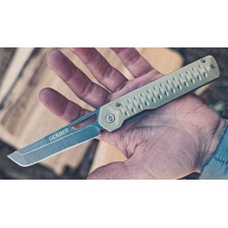 Couteau Gerber Ayako Tanto Green Lame Acier 7Cr17MoV Manche Aluminium/Acier G1690 - Livraison Gratuite