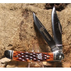 RR043 Couteau Rough Rider Copperhead Amber Bone 2 Lames Acier 440 - Livraison Gratuite
