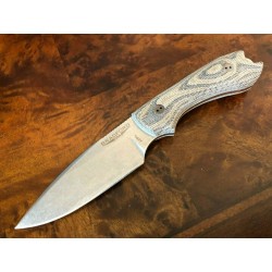 BRAD3FE109A Couteau Bradford Knives Guardian 3 Camo Acier AEB-L Manche Micarta Etui Cuir USA - Livraison Gratuite