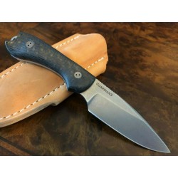 BRAD3FE114A Couteau Bradford Knives Guardian 3 Manche Fibre de Carbone Acier AEB-L Etui CUir Made USA - Livraison Gratuite