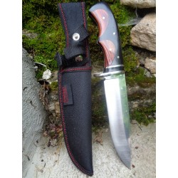 Couteau de Chasse Bowie Frost Cutlery Manche Noyer/Pakkawood Lame Acier Inox Etui Nylon FSHP126 - Livraison Gratuite