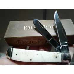 RR100 Couteau Rough Rider Mini Trapper Bone Manche Os 2 Lames Acier 440 - Livraison Gratuite