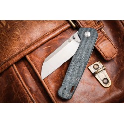 Couteau QSP Knife Penguin Blue jean Micarta Lame Acier D2 Linerlock Clip QS130B - Livraison Gratuite