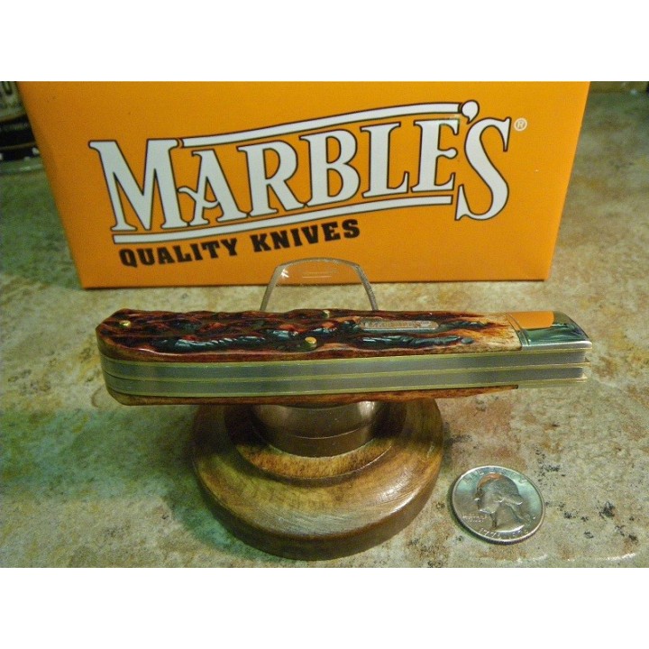 Couteau Marbles Jumbo Trapper Couteau de Trappeur  Manche Os 2 Lames Housse Collector MR117 - Livraison Gratuite