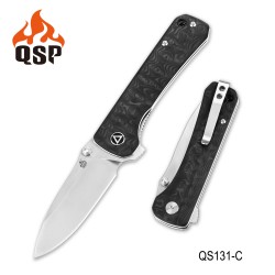 Couteau QSP Hawk Lame Acier S35VN Manche FCarbone Linerlock Clip QS131C - Livraison Gratuite