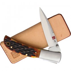 Couteau Al Mar Eagle Manche Os lame Acier AUS-8 Lockback Etui Cuir AMK7004 - Livraison Gratuite