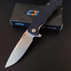 Couteau CJRB Taiga Carbon Fiber Lame Acier D2 Manche Fibre de Carbone J1903CF Linerlock Clip - Livraison Gratuite