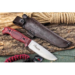 Couteau Kizlyar Ural Sleipner Manche G10 Lame Acier Sleipner Etui Cuir Made Russia KK0125 - Livraison Gratuite