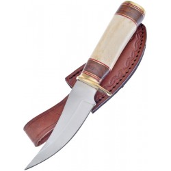 Couteau Skinner Frost Cutlery Lame Acier Inox Manche Os Etui Cuir FBKH225WSB - Livraison Gratuite