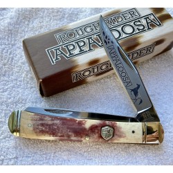 Couteau Rough Rider Appaloosa Trapper Bone Lames Acier 440 Manche Os RR1406 - Livraison Gratuite