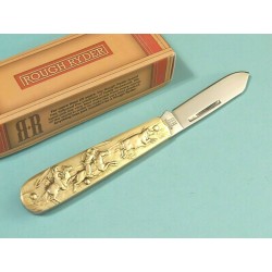 RR1457 Couteau Rough Rider Cowboy Knife Lame Acier 440 Manche Laiton - Livraison Gratuite