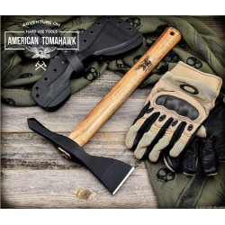 Hachette American Model 1 Tomahawk Hickory Lame Acier Carbone 1060 Manche Bois Etui USA ATC810676 - Livraison Gratuite