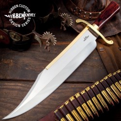 Couteau Hibben Old West Bowie Lame Acier Inox Manche Bois Etui Cuir GH5069 - Livraison Gratuite