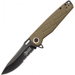 Couteau Elite Tactical Acier 8Cr13MoV Serr Manche Tan Nylon Linerlock Clip ETA001TNS - Livraison Gratuite