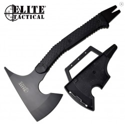 Hache Tomahawk Elite Tactical Axe Acier Inox Manche FRN Etui Plastique Pied de Biche ETAXE001BK - Livraison Gratuite