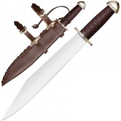 Couteau de Viking Cold Steel Chieftan's Sax Lame Acier Carbone 1055 Manche Bois Etui Cuir CS88HUK - Livraison Gratuite