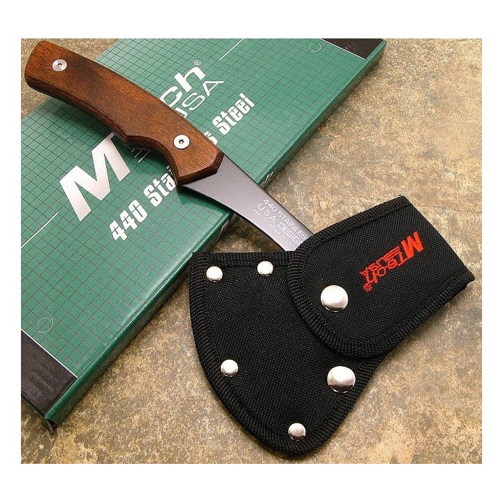Hache Tactical Axe Tomahawk Lancer Mtech Acier 440 Manche en Bois Idéal pour le Camp & la Rando MT600PK - Livraison Gratuite