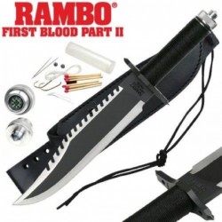 Couteau Rambo II First Blood Part II Standard Edition Acier Inox Manche Paracorde Etui Cuir RB9294 - Livraison Gratuite