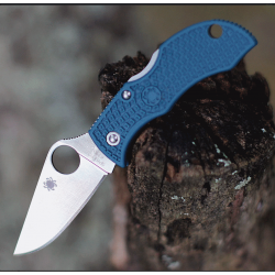 Couteau Spyderco Manbug K390 Manche FRN Blue Lame Acier K390 Lockback Clip Made Japan SCMFPK390 - Livraison Gratuite