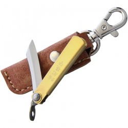 Couteau Traditionnel Japonais Higonokami SK Folder Brass Lame SK5 Manche Laiton Etui Cuir HIGO01BRS - Livraison Gratuite