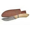 Couteau Damas Skinner Lame Acier 256 Couches Manche Os Etui Cuir DM1073BO - Livraison Gratuite