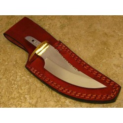 Lot de 2 Lames de Couteau à Customiser Skinner Acier Carbone Dos Guilloché Etui Cuir BLSOB1 - Livraison Gratuite