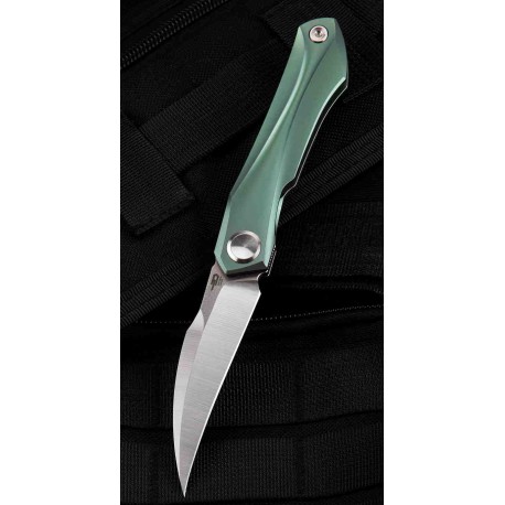 Couteau Bestech IVY Green Manche Titane Lame Acier S35VN Bearing Pivot Framelock Clip BTKT2004D - Livraison Gratuite