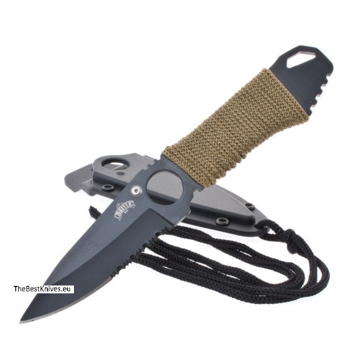 Lot de Couteaux - 3 Couteau de Cou Survie Lancer Tactical Serrated Manche Corde Acier Inox Rando Camp M4240 - Livraison Gratuite