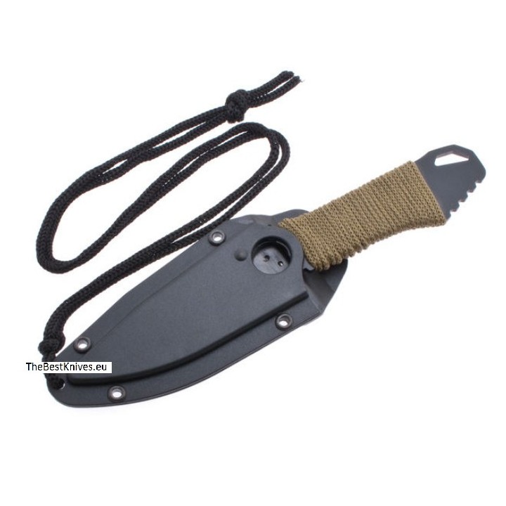 Lot de Couteaux - 3 Couteau de Cou Survie Lancer Tactical Serrated Manche Corde Acier Inox Rando Camp M4240 - Livraison Gratuite