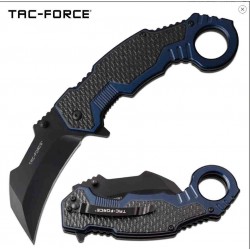 TF1001BL Couteau Tac Force Karambit A/O Lame Acier 3Cr13 Manche Alu Black/Blue - Livraison Gratuite