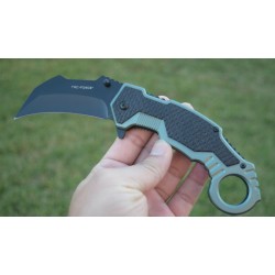 TF1001GN Couteau Tac Force Karambit A/O Lame Acier 3Cr13 Manche Alu Black/Green - Livraison Gratuite