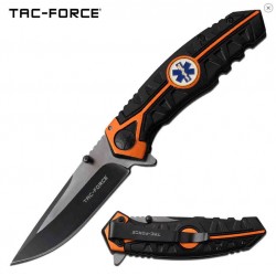 TF1013EM Couteau Emergency EMT Tac Force A/O Lame Acier 3Cr13 Manche Black/Orange - Livraison Gratuite