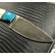 Couteau Damas Lame Acier 256 Couches Manche Os/Turquoise Etui Cuir DM1186 - Livraison Gratuite