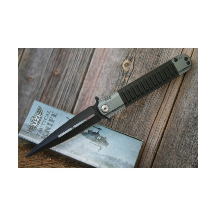 Couteau Stiletto Dague Uzi Covert Linerlock Ouverture Assistée Acier InoxManche Alu UZIFDR009 - Livraison Gratuite